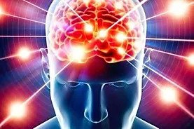 Man head with sparkling lights from brain